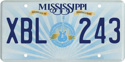 MS license plate XBL243