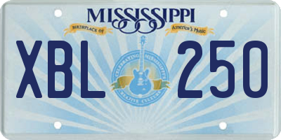MS license plate XBL250