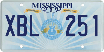 MS license plate XBL251