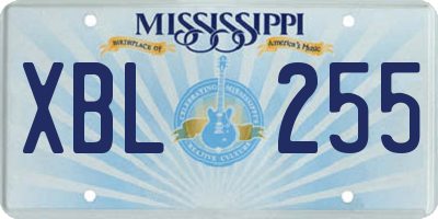 MS license plate XBL255
