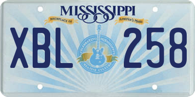 MS license plate XBL258