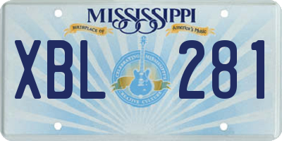 MS license plate XBL281
