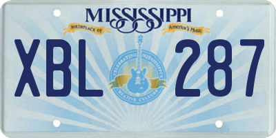 MS license plate XBL287