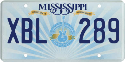 MS license plate XBL289