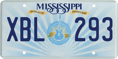MS license plate XBL293