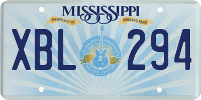 MS license plate XBL294