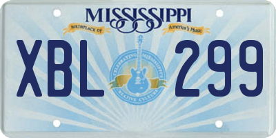 MS license plate XBL299