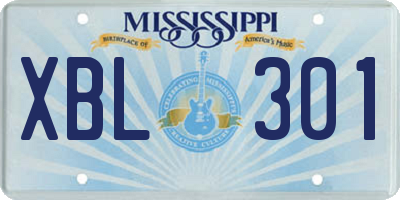 MS license plate XBL301
