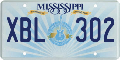 MS license plate XBL302