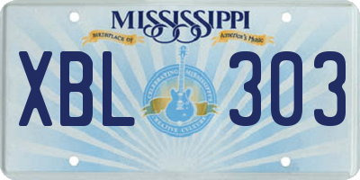 MS license plate XBL303