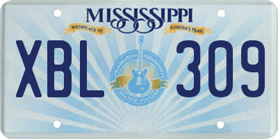 MS license plate XBL309