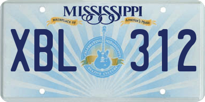 MS license plate XBL312