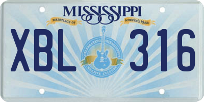 MS license plate XBL316