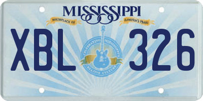 MS license plate XBL326