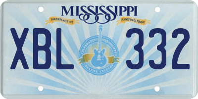 MS license plate XBL332