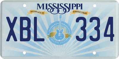 MS license plate XBL334