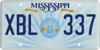MS license plate XBL337