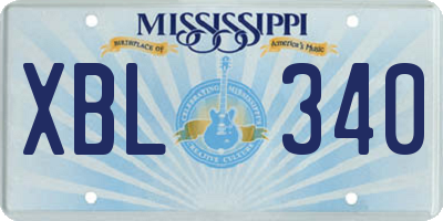 MS license plate XBL340