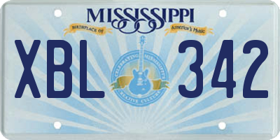 MS license plate XBL342