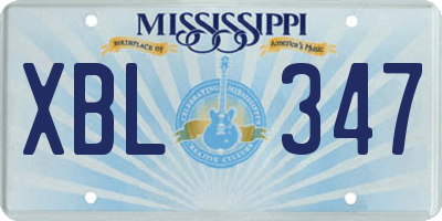 MS license plate XBL347