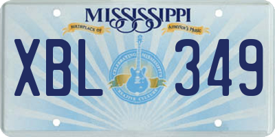 MS license plate XBL349