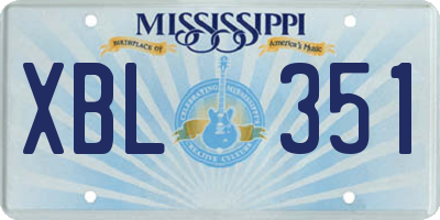MS license plate XBL351
