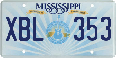 MS license plate XBL353
