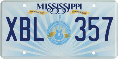 MS license plate XBL357