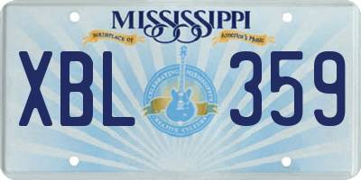 MS license plate XBL359
