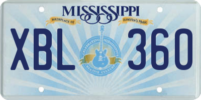 MS license plate XBL360