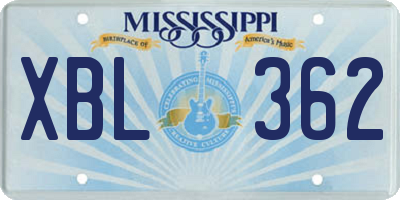 MS license plate XBL362