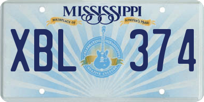 MS license plate XBL374