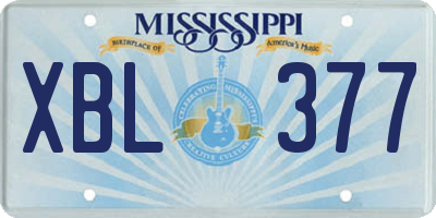 MS license plate XBL377