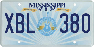 MS license plate XBL380