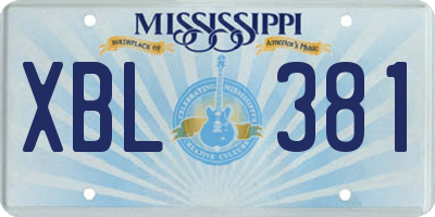 MS license plate XBL381