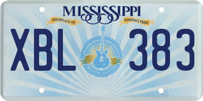 MS license plate XBL383