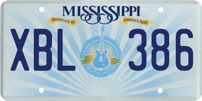 MS license plate XBL386