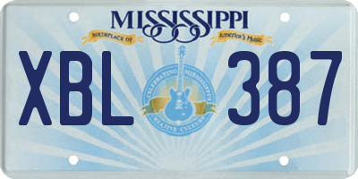 MS license plate XBL387