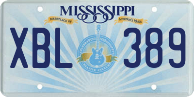 MS license plate XBL389