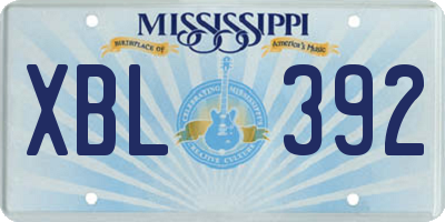 MS license plate XBL392
