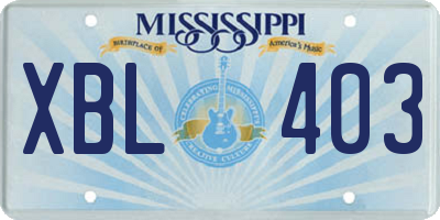 MS license plate XBL403