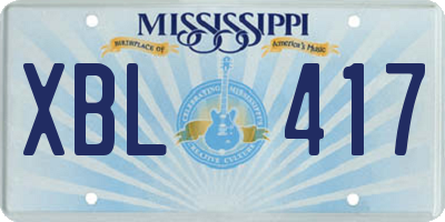 MS license plate XBL417