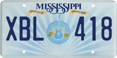 MS license plate XBL418