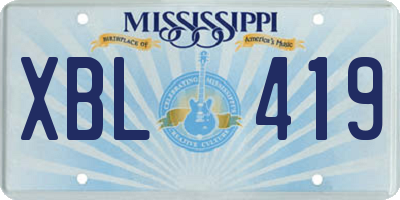 MS license plate XBL419