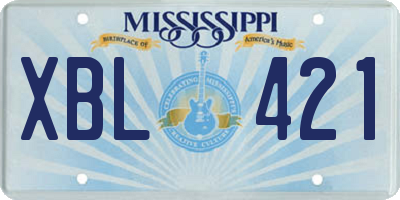 MS license plate XBL421