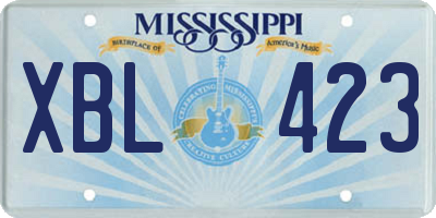 MS license plate XBL423