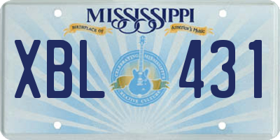 MS license plate XBL431