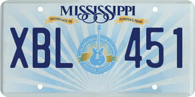 MS license plate XBL451