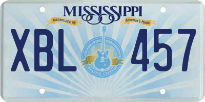 MS license plate XBL457