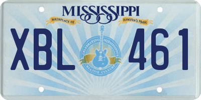MS license plate XBL461